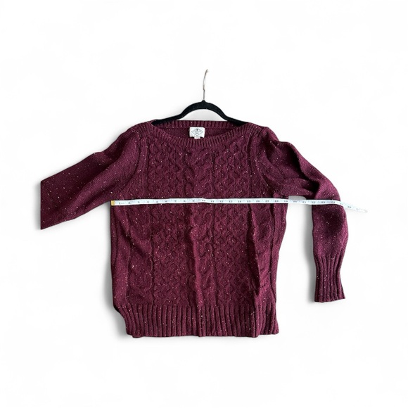 St. John's Bay Maroon Cable Knit Sweater - Picture 1 of 7